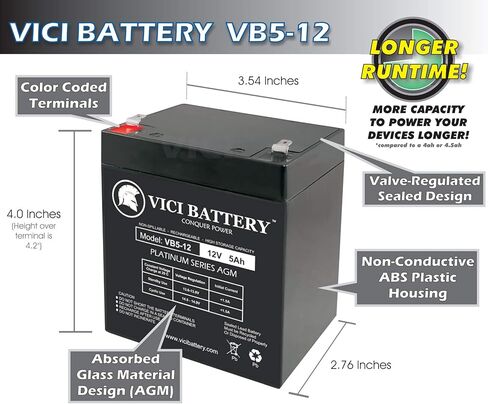 بطارية VICI 12V 5AH لسكوتر الحلاقة E100 E125 E150 E175 - منتج من قطعتين in Kuwait