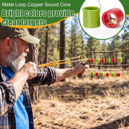 Silipull 16 Pcs Slingshot Targets with Bells, Silicone Hanging Slingshot Target Pendants with Sound Feedback, Outdoor Shooting Practice Targets for Adults Hunting Gear (Red, Green) in Kuwait