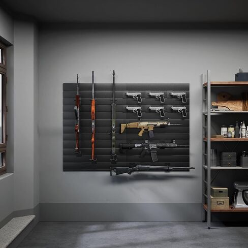 Gun Wall Mount Display Heavy Duty Adjustable Indoor Gun Rack Wall Rack Storage System Suitable for Rifles Storage Modular Firearms Gun Wall Gear Accessories Organizer for Helmet Vest Belt Police Gear in Kuwait