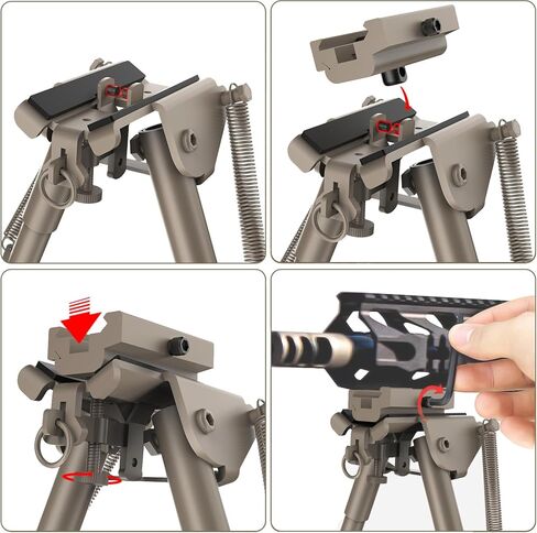 6-9 بوصة Bipod بندقية تكتيكية مع محول السكك الحديدية Picatinny، Bipod الأرض المظلمة المسطحة in Kuwait