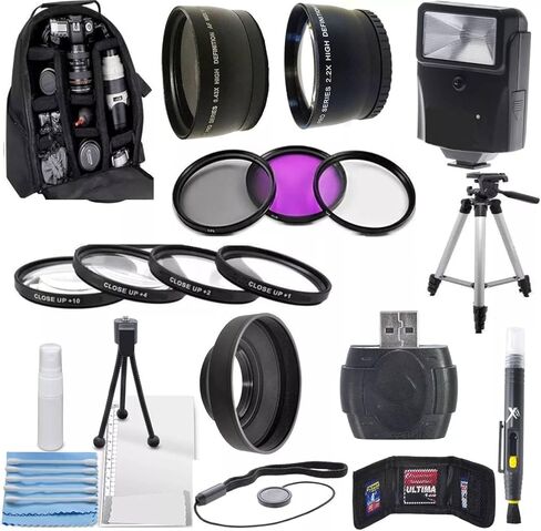 DC-FZ80، طقم ملحقات مرشح وعدسة أساسية مقاس 55 مم لباناسونيك لوميكس DC-FZ80 - حقيبة ظهر مع زاوية واسعة 0.43x وعدسات تليفوتوغرافي ومجموعة مرشحات والمزيد in Kuwait
