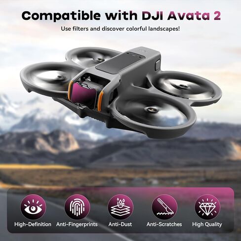 Avata 2 ND Filters - 6 Pack (CPL, UV, ND8, ND16, ND32, ND64) + Aluminum Alloy Gimbal Bumper Guard (Orange) in Kuwait