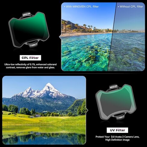 Avata 2 ND Filters - 6 Pack (CPL, UV, ND8, ND16, ND32, ND64) + Aluminum Alloy Gimbal Bumper Guard (Orange) in Kuwait