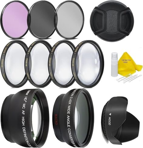 مجموعة عدسات HD Ultimate لكاميرات Rebel T3، T5، T5i، T6، T6i، T7i، EOS 80D، EOS 77D مع عدسة EF-S 18-55mm is II STM - تتضمن: مجموعة مرشحات 7 قطع 58 مم + عدسة 58 مم + مجموعة in Kuwait