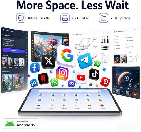 12-Inch Standalone Drawing Tablet No Computer Needed: 4096-Level Stylus Digital Art Tablet with Anti-Glare Screen, 16GB RAM, 256GB Storage, 8000mAh, Android 15 – for Beginners, Artists, Students in Saudi Arabia