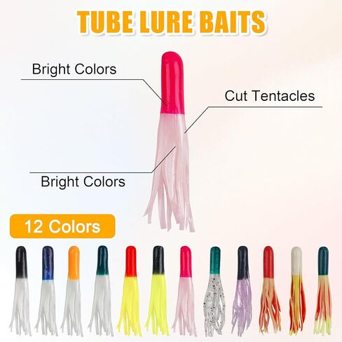 Crappie Jigs Kit with Tube Baits,Soft Plastic Crappie Lures Grub Worm Swimbaits and Tube Jig Heads Hook for Bass Panfish Trout Fishing Freshwater Saltwater in Kuwait