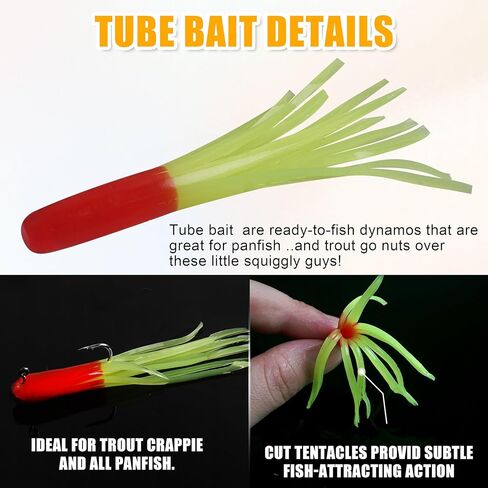 Crappie Jigs Kit with Tube Baits,Soft Plastic Crappie Lures Grub Worm Swimbaits and Tube Jig Heads Hook for Bass Panfish Trout Fishing Freshwater Saltwater in Kuwait