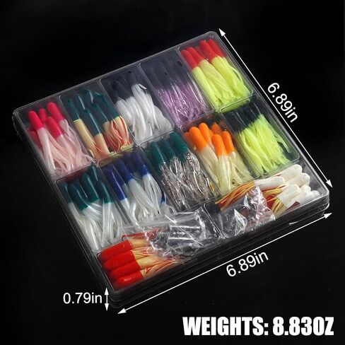 Crappie Jigs Kit with Tube Baits,Soft Plastic Crappie Lures Grub Worm Swimbaits and Tube Jig Heads Hook for Bass Panfish Trout Fishing Freshwater Saltwater in Kuwait