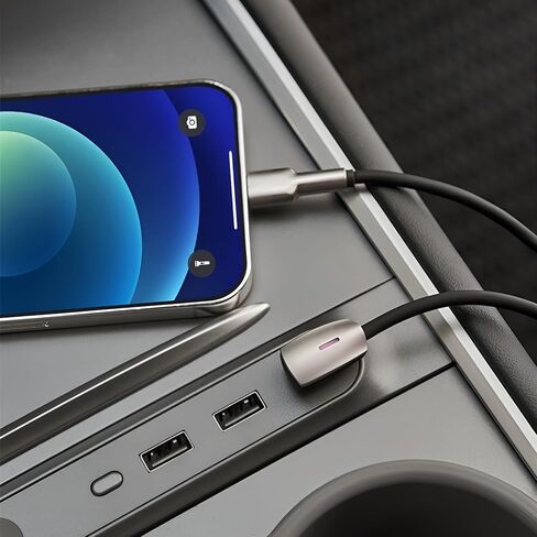 كابل شحن سريع USB C إلى USB C لطراز Tesla 3 موديل Y Model S Model X ملحقات Cybertruck شاحن سلك 90 درجة من النوع C مناسب لهاتف iPhone 15/16/17 Pro/Plus/Max، وهواتف Android، Sansumg in Kuwait