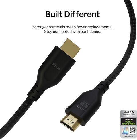 Pixio PS2S Titan Black Ultrawide Mega Heavy-Duty Premium Single Monitor Arm with Black HDMI 2.1 Cable Ultra Certified Ultra High Speed 6FT 8K 60Hz 4K 120Hz Nylon Braided in Kuwait