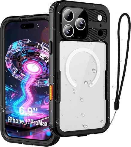 حافظة لهاتف iPhone 17 Pro Max، غطاء حماية كامل للجسم مقاوم للماء IP68 مع واقي شاشة وكاميرا مدمج، درع عسكري مقاوم للصدمات متوافق مع MagSafe للسباحة والخارجية (أزرق مخضر) in Kuwait