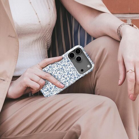 Compatible with iPhone 17 Pro Case [Compatible with MagSafe] -[8 ft Drop Protection] 2 in 1 Shockproof Protective Slim Soft TPU Cover Phone Case 6.3" (Blue Floral, iPhone 17 Pro 6.3") in Kuwait
