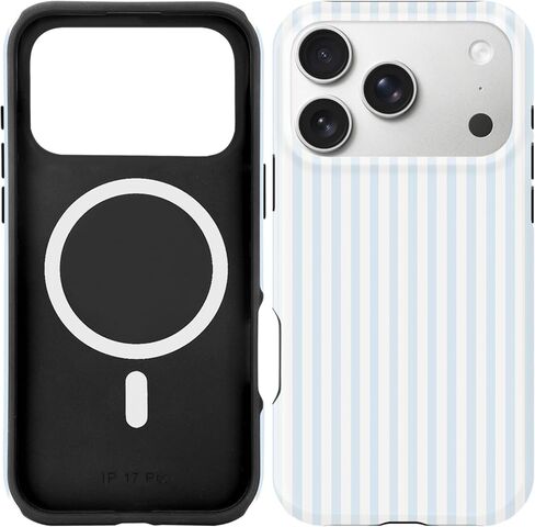 Compatible with iPhone 17 Pro Case [Compatible with MagSafe] -[8 ft Drop Protection] 2 in 1 Shockproof Protective Slim Soft TPU Cover Phone Case 6.3" (Blue Floral, iPhone 17 Pro 6.3") in Kuwait