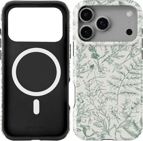 Compatible with iPhone 17 Pro Case [Compatible with MagSafe] -[8 ft Drop Protection] 2 in 1 Shockproof Protective Slim Soft TPU Cover Phone Case 6.3" (Blue Floral, iPhone 17 Pro 6.3") in Kuwait