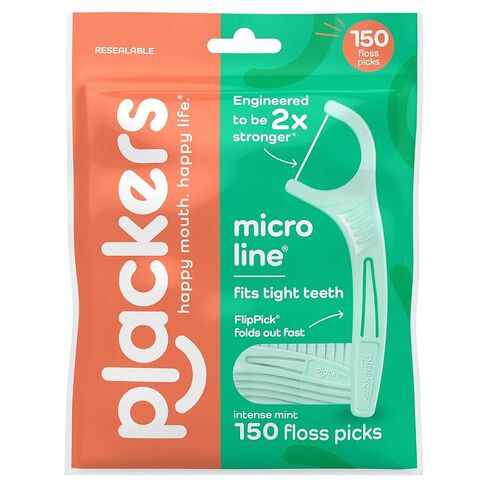 Plackers Micro Line Dental Floss Picks, Fold-Out FlipPick, Tuffloss, Easy Storage with Sure-Zip Seal, Fresh Mint Flavor, 300 Count in Saudi Arabia