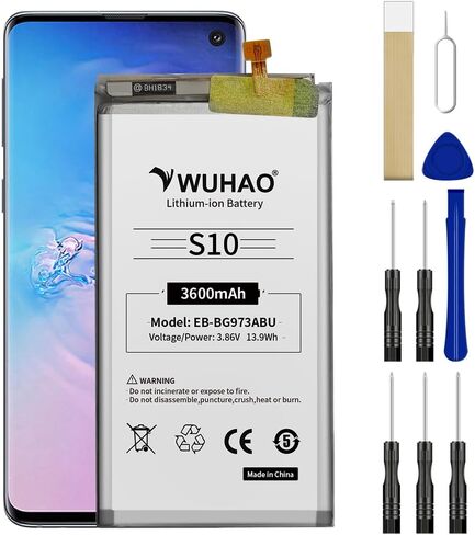 بطارية WUHAO لبطارية Samsung Galaxy S10 EB-BG973ABU [ترقية 3600 مللي أمبير] لاستبدال Samsung Galaxy S10 SM-G973 SM-G973N SM-G973U مع مجموعة أدوات إصلاح in Kuwait