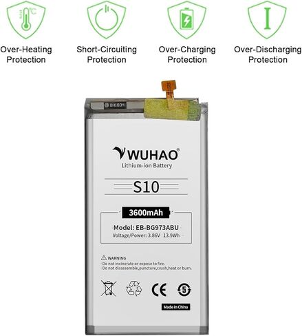 بطارية WUHAO لبطارية Samsung Galaxy S10 EB-BG973ABU [ترقية 3600 مللي أمبير] لاستبدال Samsung Galaxy S10 SM-G973 SM-G973N SM-G973U مع مجموعة أدوات إصلاح in Kuwait