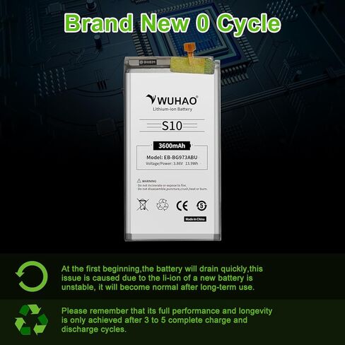 بطارية WUHAO لبطارية Samsung Galaxy S10 EB-BG973ABU [ترقية 3600 مللي أمبير] لاستبدال Samsung Galaxy S10 SM-G973 SM-G973N SM-G973U مع مجموعة أدوات إصلاح in Kuwait