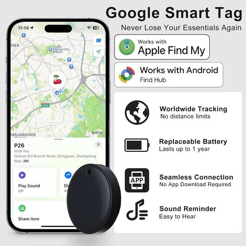 جهاز تعقب Airtag العالمي لنظامي التشغيل iOS وAndroid - SEVEN SWAN ابحث عن المفاتيح والمحافظ والحقائب - لا يوجد قفل نظام بيئي لتعقب الأمتعة عبر البلوتوث - يعمل مع الجميع على جميع الهواتف - عبوتان in Kuwait