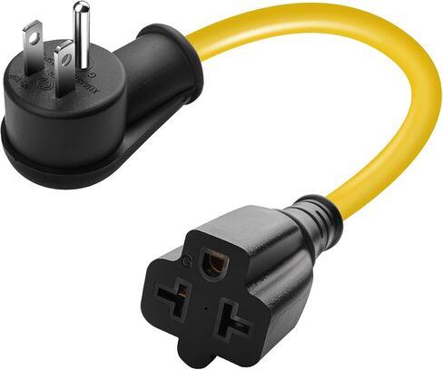 12AWG 15 أمبير قابس تيار متردد منزلي إلى 20 أمبير T كبل محول الشفرة، NEMA 5-15P إلى 5-15R/ 5-20R/ 6-15R/ 6-20R، محول تيار متردد 4 في 1، 15A 125V إلى 20A 250V كابل تمديد، 1FT in Kuwait