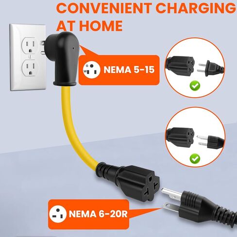 12AWG 15 أمبير قابس تيار متردد منزلي إلى 20 أمبير T كبل محول الشفرة، NEMA 5-15P إلى 5-15R/ 5-20R/ 6-15R/ 6-20R، محول تيار متردد 4 في 1، 15A 125V إلى 20A 250V كابل تمديد، 1FT in Kuwait