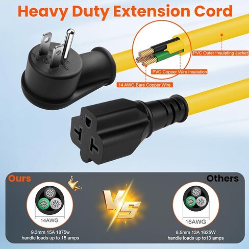 12AWG 15 أمبير قابس تيار متردد منزلي إلى 20 أمبير T كبل محول الشفرة، NEMA 5-15P إلى 5-15R/ 5-20R/ 6-15R/ 6-20R، محول تيار متردد 4 في 1، 15A 125V إلى 20A 250V كابل تمديد، 1FT in Kuwait