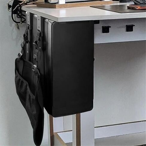 Under-Desk and Wall Mount PC Case Holder Adjustable Strap Universal CPU Stand Tower Hanger, Black Practical in Kuwait