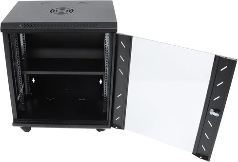 kimllier 12U Wall Mount Server Rack Cabinet – 15.5" Deep Locking Glass Door Network Enclosure for IT Equipment, Data Switches, Ventilation, Adjustable Rails, Black in Kuwait