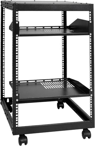 15U Open Frame Server Rack, 23''-40'' Adjustable Depth, Free Standing or Wall Mount Network Server Rack, 4 Post AV Rack with Casters, Holds All Your Networking IT Equipment AV Gear Router Modem in Kuwait