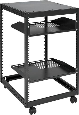 15U Open Frame Server Rack, 23''-40'' Adjustable Depth, Free Standing or Wall Mount Network Server Rack, 4 Post AV Rack with Casters, Holds All Your Networking IT Equipment AV Gear Router Modem in Kuwait