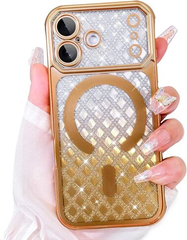 Bonoma Glitter Case for iPhone 17 Pro Max Cute 3D Diamond Butterfly Gradient Plating Pattern Case,Luxury Rhinestone Camera Protection, Sparkly Slim Soft Back Cover for Women Girls,Orange in Saudi Arabia