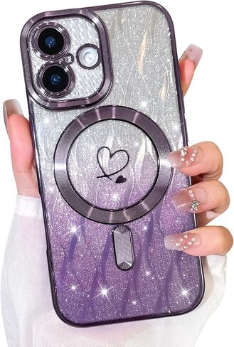 Bonoma Glitter Case for iPhone 17 Pro Max Cute 3D Diamond Butterfly Gradient Plating Pattern Case,Luxury Rhinestone Camera Protection, Sparkly Slim Soft Back Cover for Women Girls,Orange in Saudi Arabia