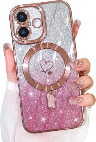 Bonoma Glitter Case for iPhone 17 Pro Max Cute 3D Diamond Butterfly Gradient Plating Pattern Case,Luxury Rhinestone Camera Protection, Sparkly Slim Soft Back Cover for Women Girls,Orange in Saudi Arabia