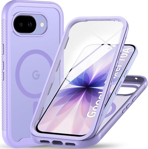 Hensinple for Pixel 10a Case, Magnetic for Google Pixel 10a Case with Built-in Screen Protector, 360 Degree Drop Protection Shockproof Phone Case, Semi-Transparent Case for Pixel 10 a, Black in Kuwait