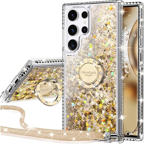Silverback for Samsung Galaxy S26 Ultra Case, Moving Liquid Holographic Glitter Case with Ring Stand, Girls Women Bling Diamond Slim Protective Case for Galaxy S26 Ultra - Purple in Kuwait