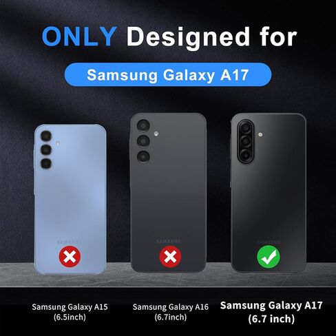 for Samsung Galaxy A17 Case [Compatible with MagSafe][Shockproof][Dropproof][Dust-Proof][with Screen Protector] Heavy Duty 3-Layer Protection Phone Case Cover, Black in Kuwait