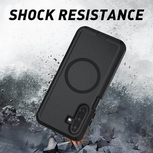 for Samsung Galaxy A17 Case [Compatible with MagSafe][Shockproof][Dropproof][Dust-Proof][with Screen Protector] Heavy Duty 3-Layer Protection Phone Case Cover, Black in Kuwait
