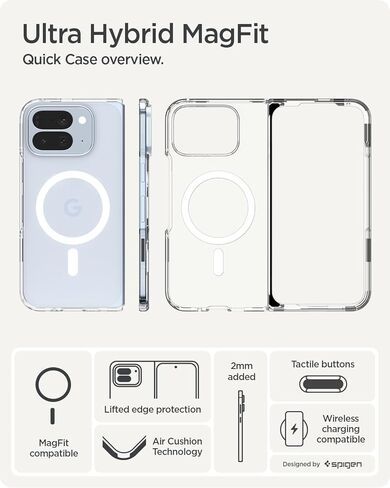Spigen Case for Pixel 10 Pro Fold Case, Ultra Hybrid MagFit Designed for Pixel Pixel 10 Pro Fold - Clear White in Kuwait