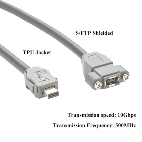 IX A Key صناعي Cat6A إيثرنت تمديد كابل برغي لوحة جبل 10 جيجابت في الثانية محمية من النوع A كابل ذكر إلى أنثى لرؤية الآلة ومفاتيح صناعية كاميرا PoE (0.3M/0.98FT) in Kuwait