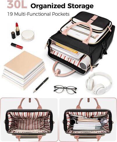 Ytonet Rolling Backpack for Women, 15.6 Inch Travel Backpack with Wheels, Stylish Rolling Laptop Bag with Passport Holder, Dual-Opening Design, Underseat Carry on Luggage for Work College Teacher in Kuwait