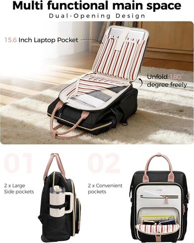 Ytonet Rolling Backpack for Women, 15.6 Inch Travel Backpack with Wheels, Stylish Rolling Laptop Bag with Passport Holder, Dual-Opening Design, Underseat Carry on Luggage for Work College Teacher in Kuwait
