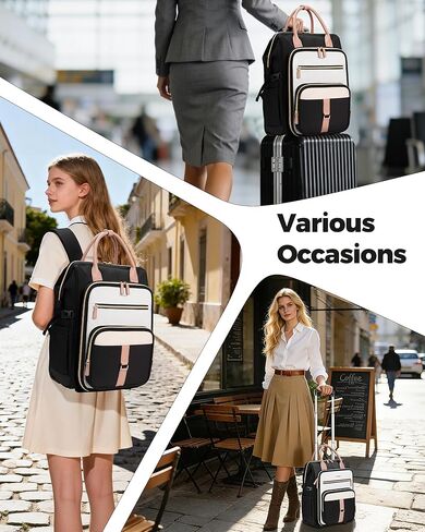 Ytonet Rolling Backpack for Women, 15.6 Inch Travel Backpack with Wheels, Stylish Rolling Laptop Bag with Passport Holder, Dual-Opening Design, Underseat Carry on Luggage for Work College Teacher in Kuwait
