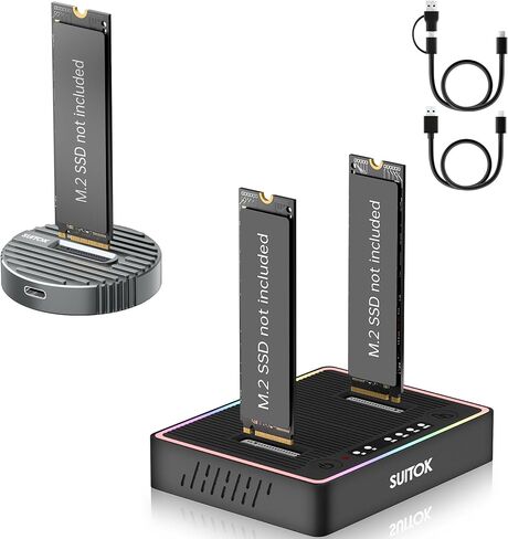 قارئ M.2 NVMe SSD خارجي، 10 جيجابت في الثانية + SUITOK M.2 Duplicator Cloner ثنائي الخليج USB C إلى NVMe SATA Dock Station، قارئ M2 بسرعة 20 جيجابت في الثانية لكليهما (مفتاح M، مفتاح B+M) PCIE NGFF STK06 Lite + STK03 in Kuwait