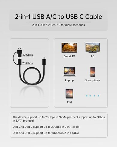 قارئ M.2 NVMe SSD خارجي، 10 جيجابت في الثانية + SUITOK M.2 Duplicator Cloner ثنائي الخليج USB C إلى NVMe SATA Dock Station، قارئ M2 بسرعة 20 جيجابت في الثانية لكليهما (مفتاح M، مفتاح B+M) PCIE NGFF STK06 Lite + STK03 in Kuwait