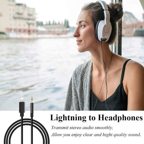 [معتمد من Apple MFi] سلك Lightning إلى 3.5 مم iPhone Aux، كابل صوت iPhone Aux لسماعات رأس ستيريو للمنزل بالسيارة، متوافق مع iPhone 14 13 12 11 Pro Max Mini XS XR X 8 7 6 iPad iPod، 3.3FT أسود in Kuwait