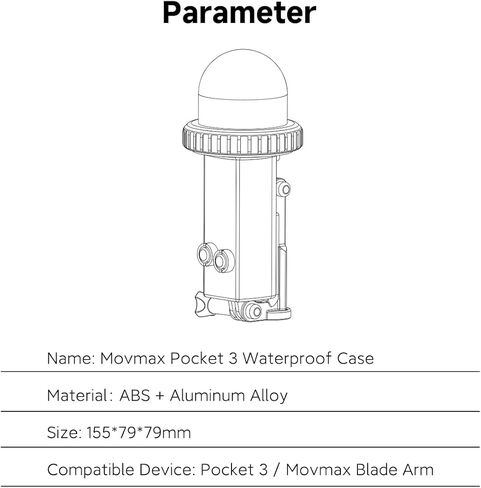 MOVMAX Waterproof Case for DJI Pocket 3 Compatible with MOVMAX Blade Arm in Kuwait
