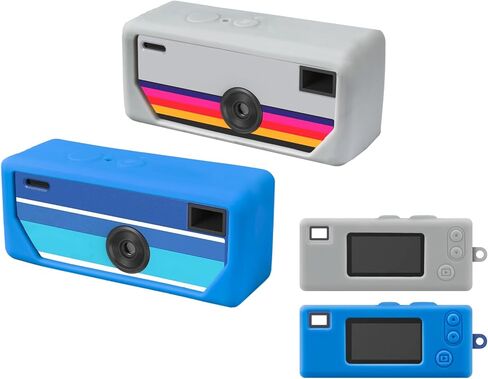 VANEST عبوتان من حافظة السيليكون المتوافقة مع Kodak CHARMERA Keychain Digital Camera Blind Box، حافظة واقية من السيليكون الناعم، ملحقات غطاء كاميرا صغيرة (الجراب فقط) (شفاف وأسود) in Kuwait