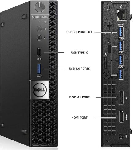 كمبيوتر مكتبي صغير طراز Optiplex 7050 من Dell، نظام تشغيل Windows 11 Pro، معالج Intel Core i5-7500T رباعي النواة بسرعة 2.70 جيجاهرتز، ذاكرة وصول عشوائي DDR4 سعة 8 جيجابايت، محرك أقراص SSD سعة 256 جيجابايت، لوحة مفاتيح وماوس، USB WiFi، USB BT (متجدد) in Kuwait