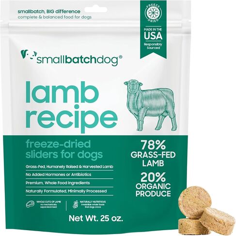 Smallbatch Pets Freeze-Dried Premium Raw Food Diet for Dogs, 25oz, Beef Recipe, Bulk Bag, Made in The USA, Organic Produce, Humanely Raised Meat, Hydrate and Serve Patties, Wholesome & Healthy in Saudi Arabia