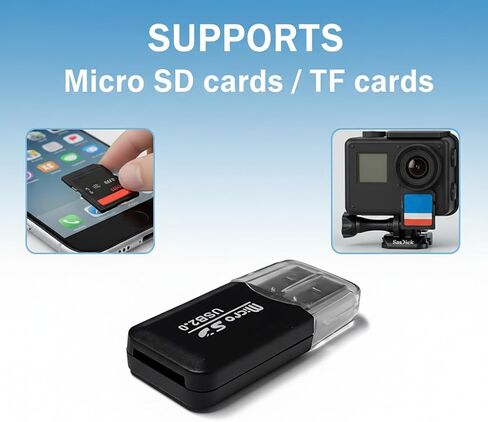 قارئ بطاقات الذاكرة SD وMicroSD، USB 2.0، متوافق مع أجهزة الكمبيوتر in Kuwait